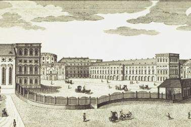 Château du prince-électeur de Mannheim, gravure sur cuivre de 1782, réalisée par les frères Klauber 