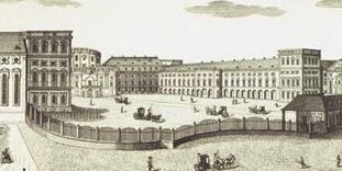The prince-electors' Mannheim Palace, copper engraving circa 1782, engraved by the Klauber brothers