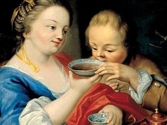 Detail from the painting "The Tea Drinkers" in Rastatt Favorite Palace