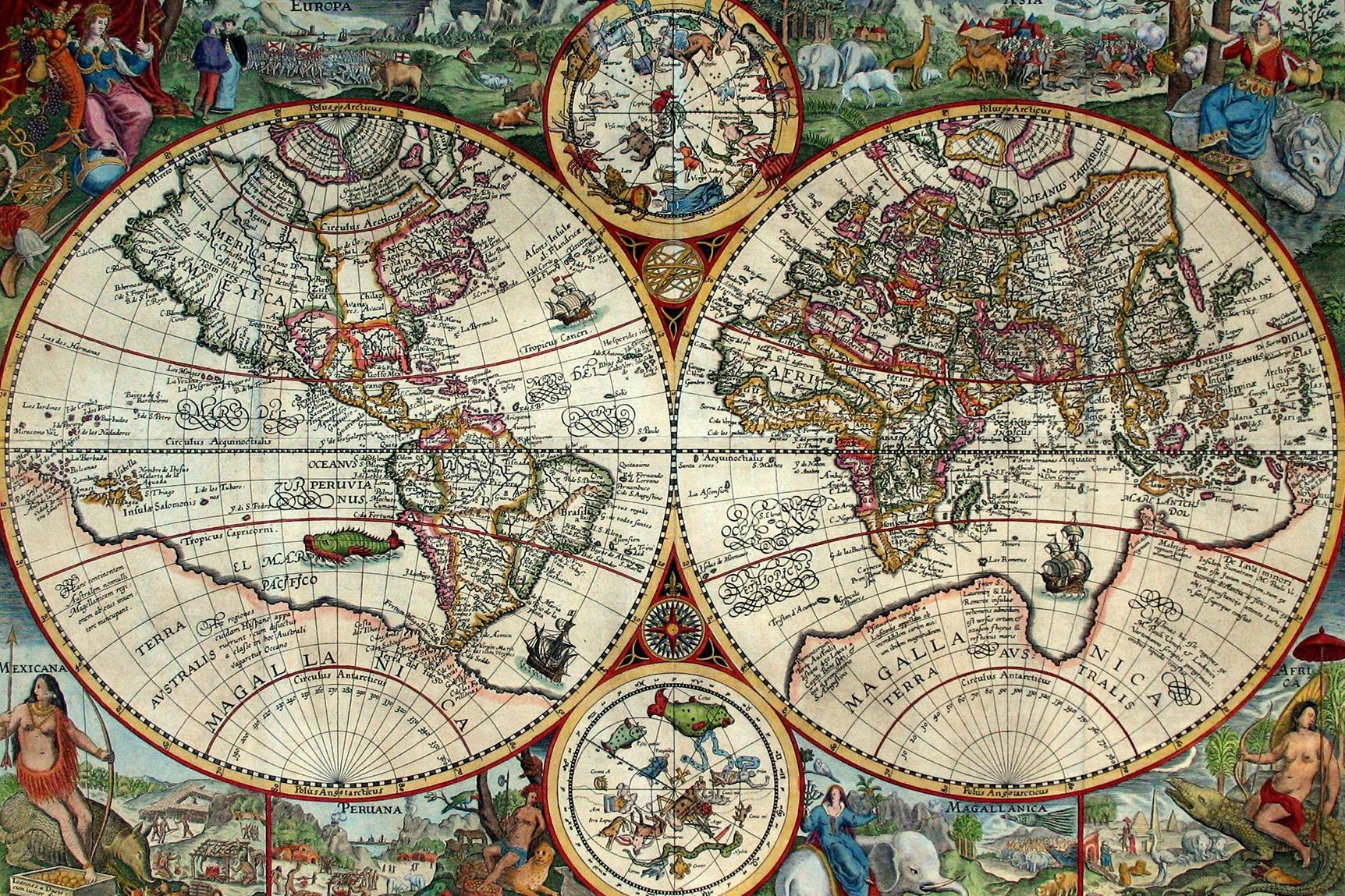 Weltkarte 1594, Petro Plancio