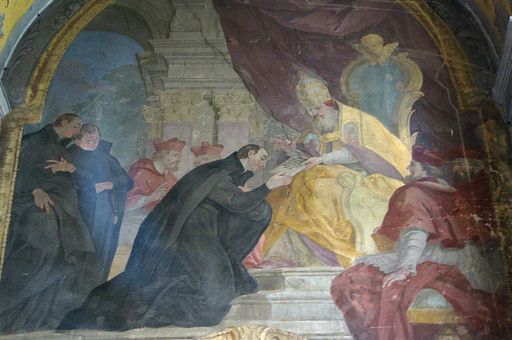 Übergabe der Bulle „Regimini militantis Ecclesiae“ an die Jesuiten, Fresko in der Maria-Schnee-Kirche in Olomouc/ Teschechien
