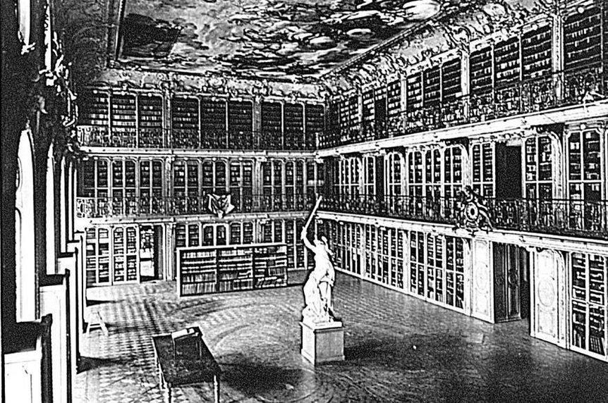 Royal library of the electress in Mannheim Palace, historical photograph circa 1897