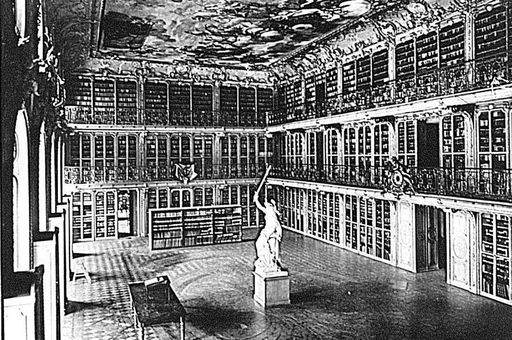 Royal library of the electress in Mannheim Palace, historical photograph circa 1897