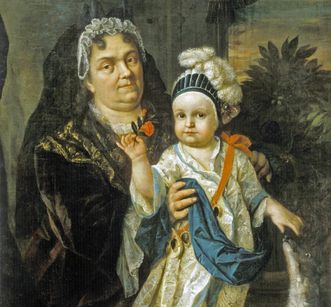 Portrait of Elisabeth Auguste von Pfalz-Sulzbach as a two-year-old child with her wet nurse, 1723