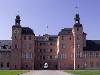 Ansicht von Schloss Schwetzingen mit Blitzableiter