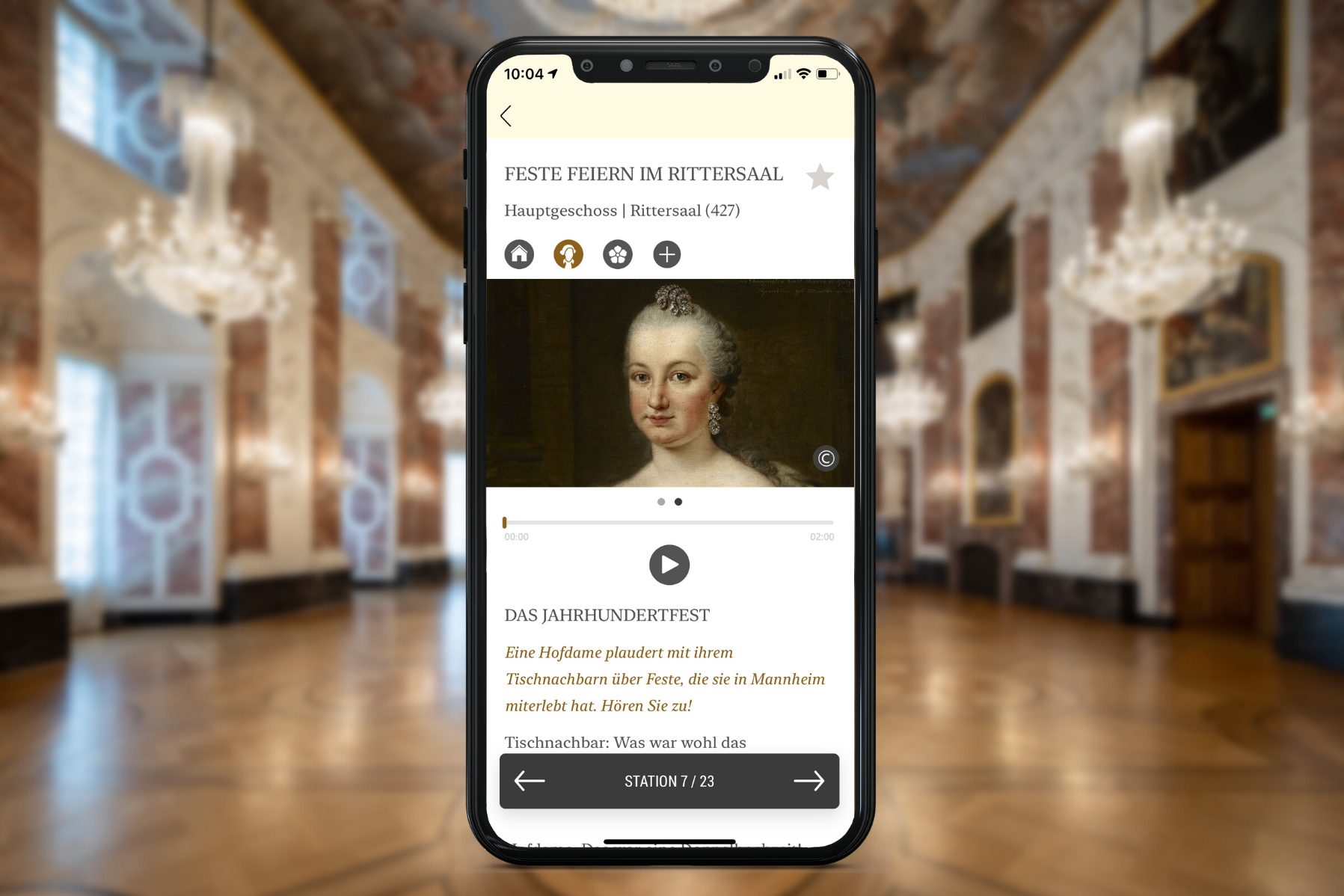 Barockschloss Mannheim, Multimediaguidestation im Rittersaal