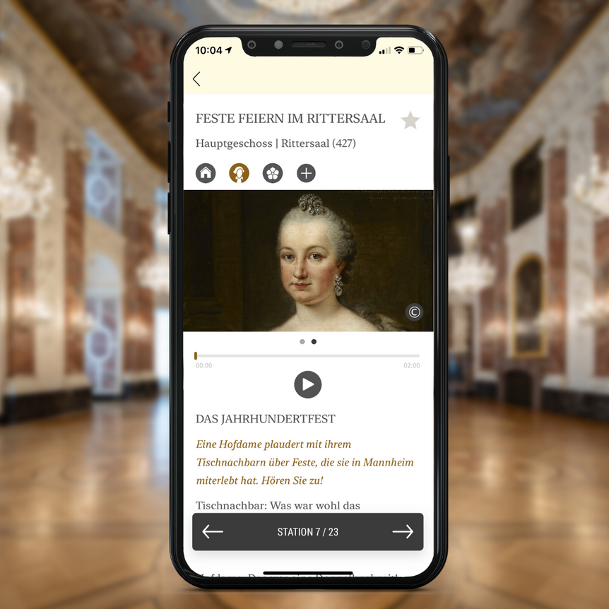 Barockschloss Mannheim, Multimediaguidestation im Rittersaal