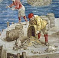 Foto: Staatliche Schlösser und Gärten Baden-Württemberg, Armin Weischer Tapisserie mit Fischereiszene aus dem Barockschloss Mannheim