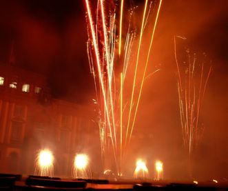 Fireworks in front of Mannheim Baroque Palace