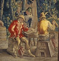 Foto: Staatliche Schlösser und Gärten Baden-Württemberg, Armin Weischer Tapisserie mit Kirmesszene aus dem Barockschloss Mannheim